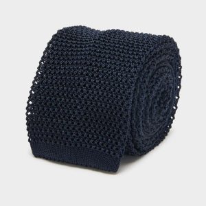 Knitted Tie - Navy Silk