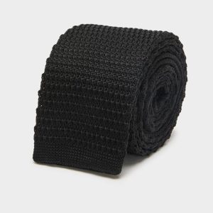 Knitted Tie - Black Silk